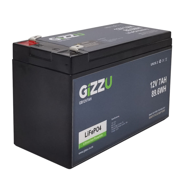 Gizzu 12V 7Ah Lithium-Ion LiFePO4 Battery