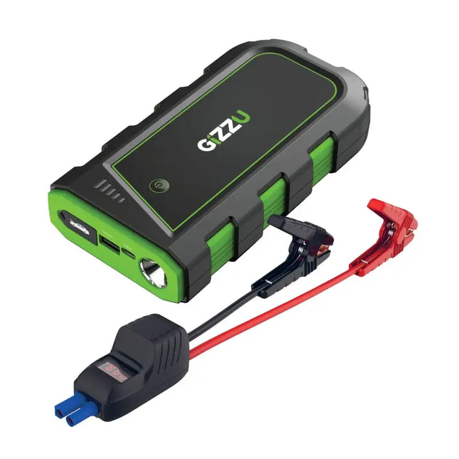 Gizzu 2000A Jump Starter - 16400mAh Black – Powerful Car Battery Booster with LED Light and Power Bank